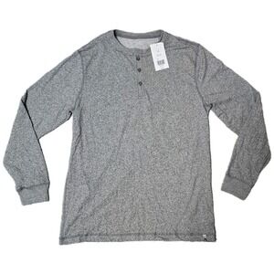 Ocean Coast Mens Gray Heathered Long Sleeve Henley Button Up Shirt Medium (G)